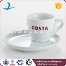 Diseño moderno 95ml de porcelana blanca reutilizable taza de café personalizado al por mayor